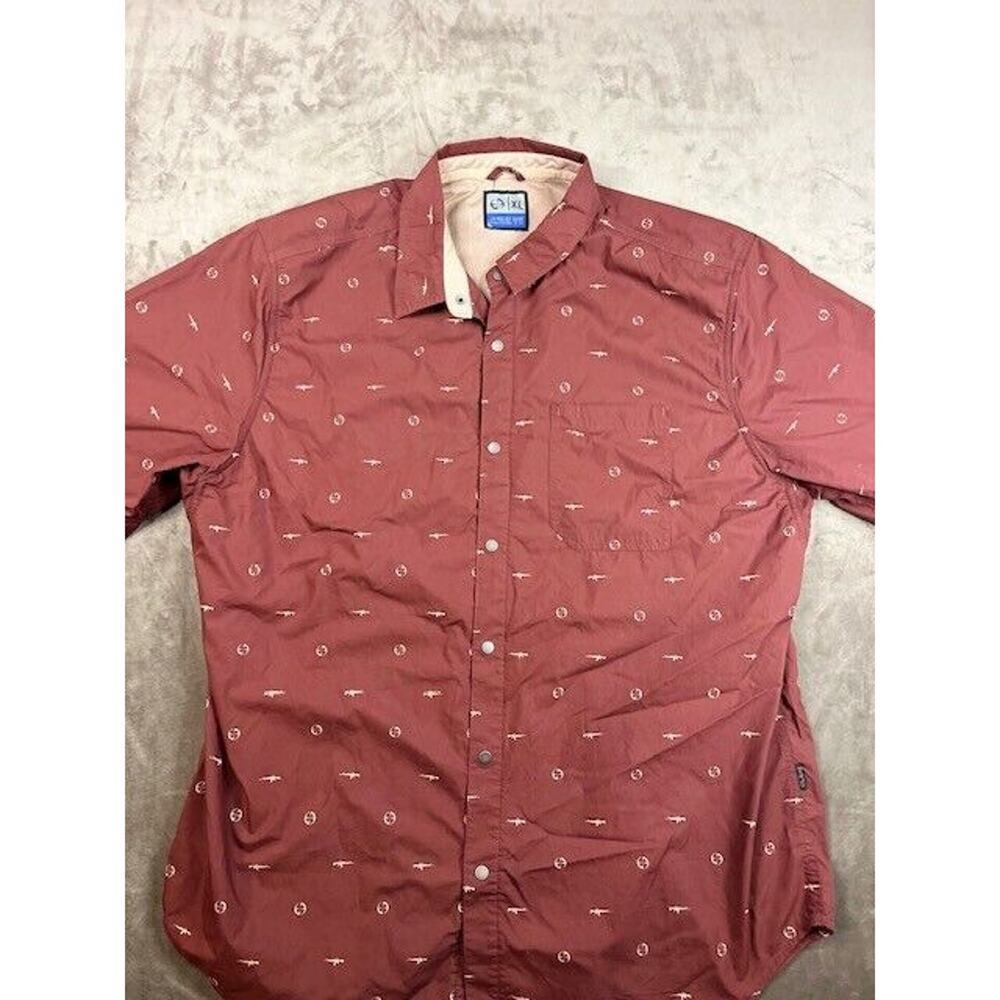 LA‎ Police Gear Men XL Short Sleeve Button Down Shirt Maroon Crosshair Print